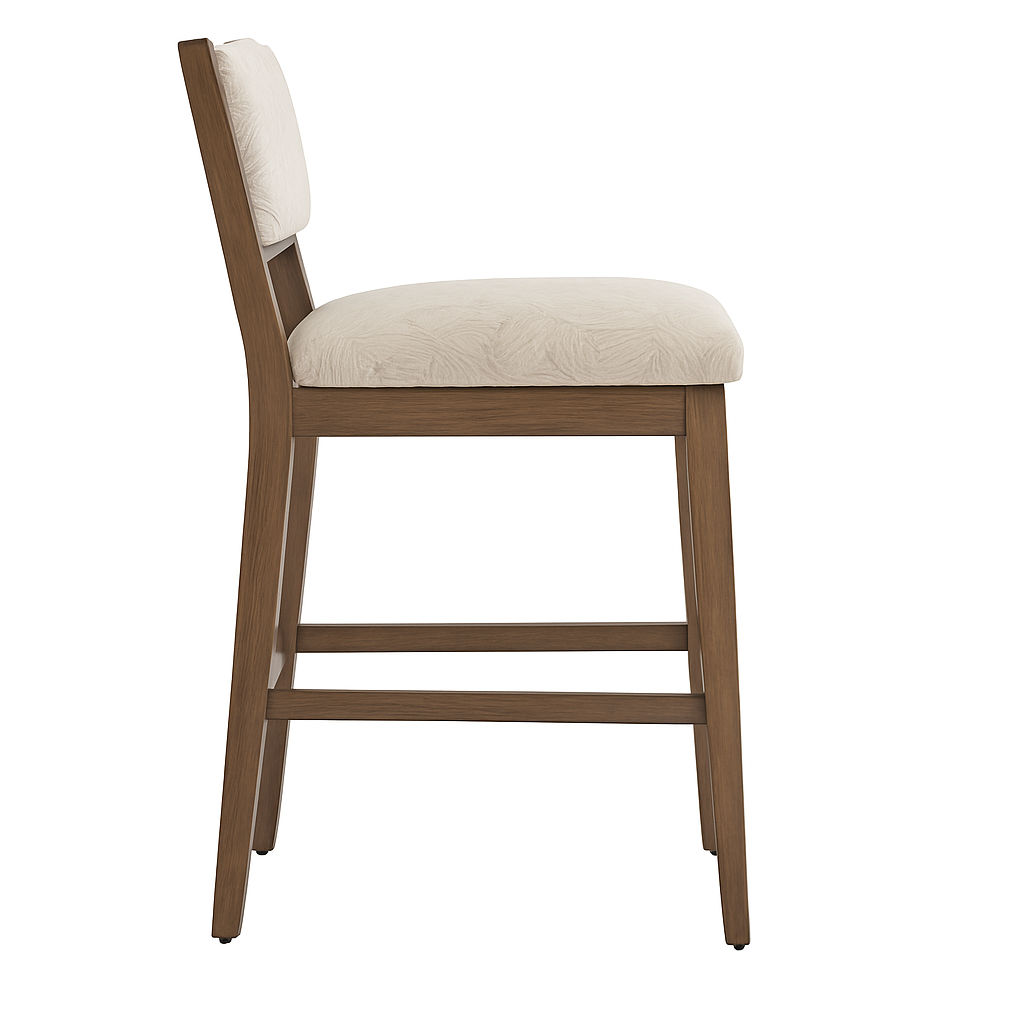 Nicolas Upholstered Armless Teak Outdoor Bar Stool