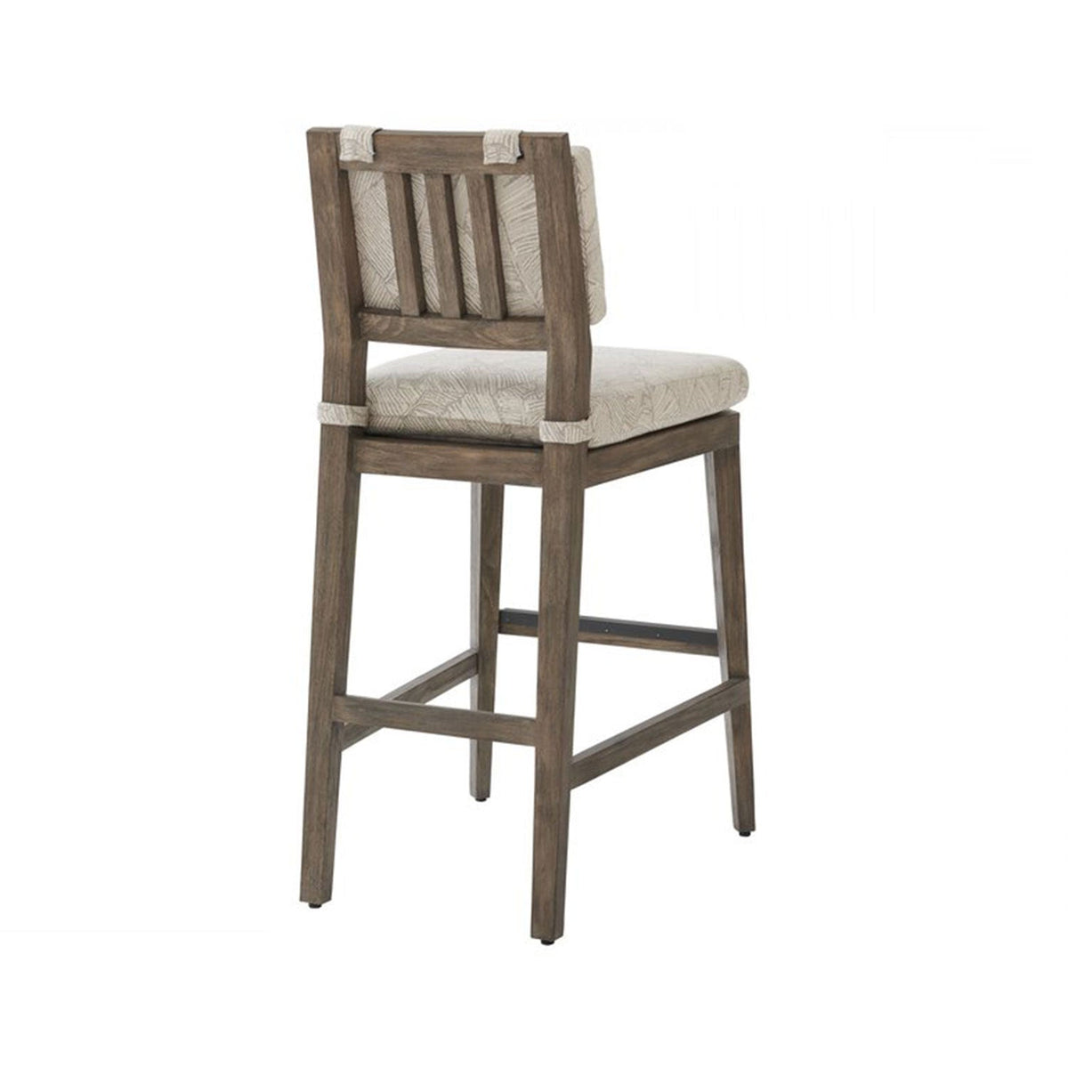 Nicolas Upholstered Armless Teak Outdoor Bar Stool