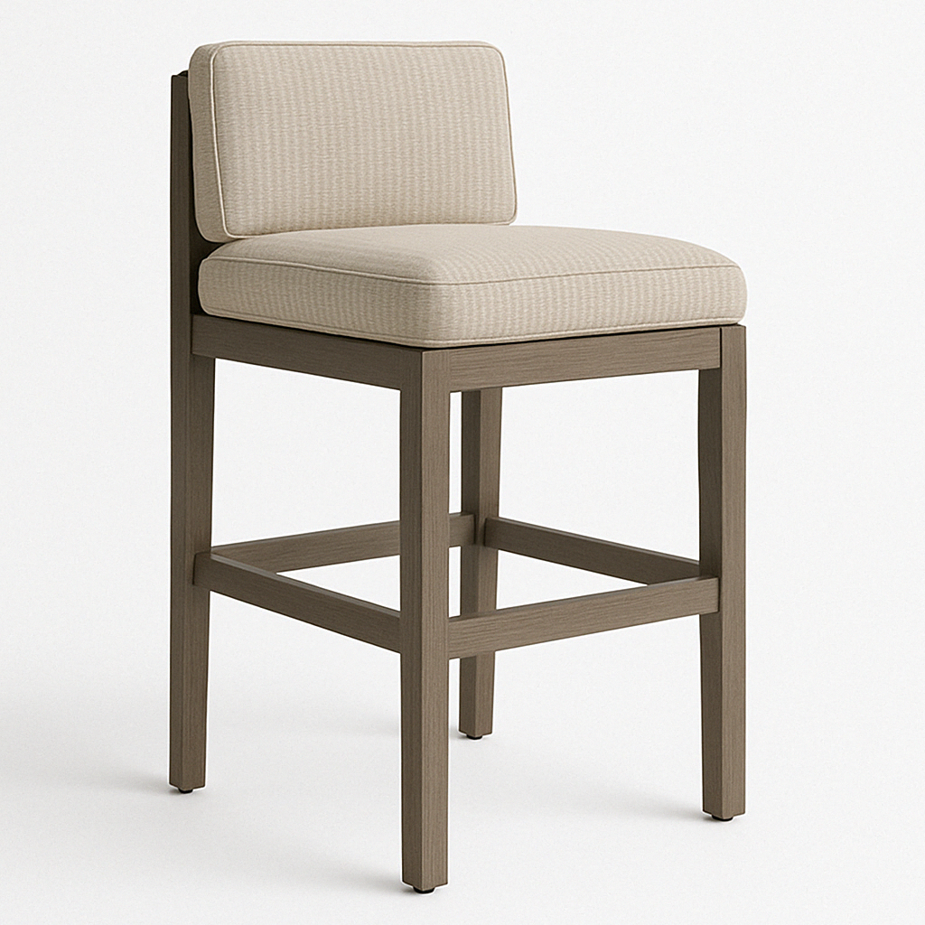 Noel Upholstered Armless Teak Outdoor Bar Stool