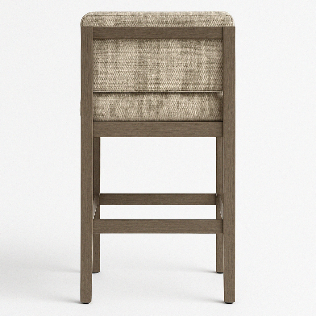 Noel Upholstered Armless Teak Outdoor Bar Stool