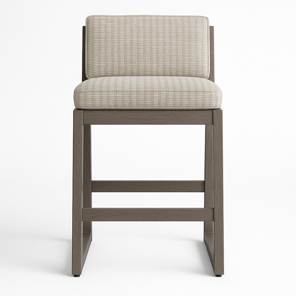 Noel Upholstered Armless Teak Outdoor Bar Stool
