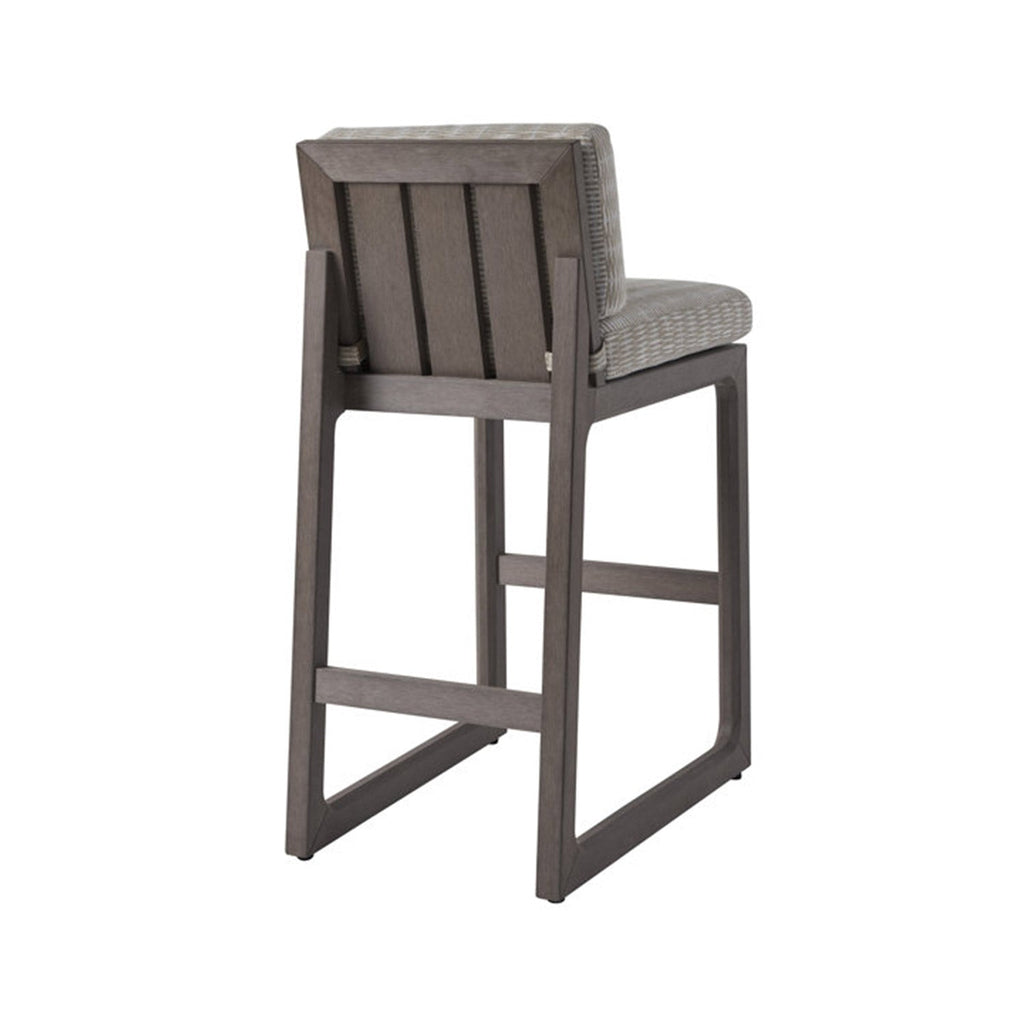 Noel Upholstered Armless Teak Outdoor Bar Stool