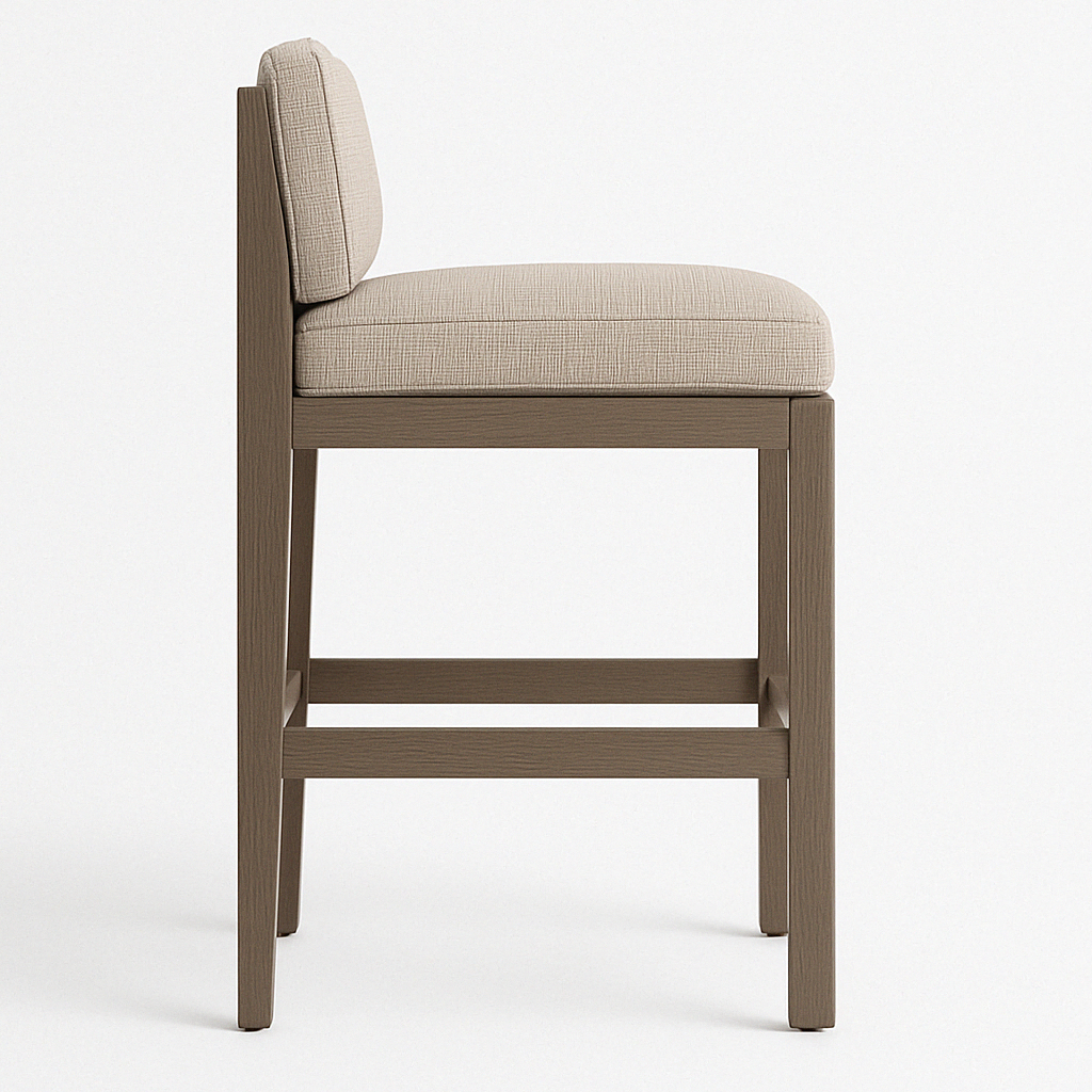 Noel Upholstered Armless Teak Outdoor Bar Stool