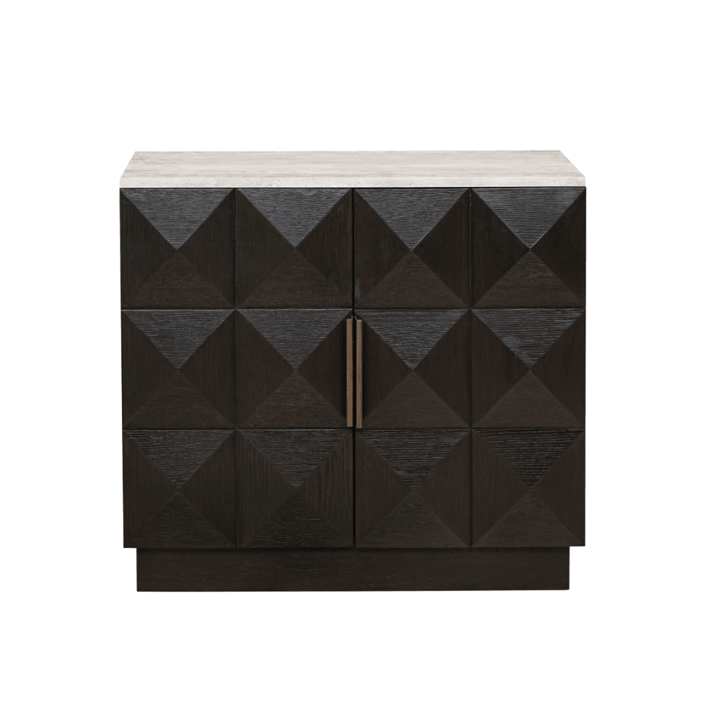 Norah Deep Brown 2 Door Sideboard with Travertine Top