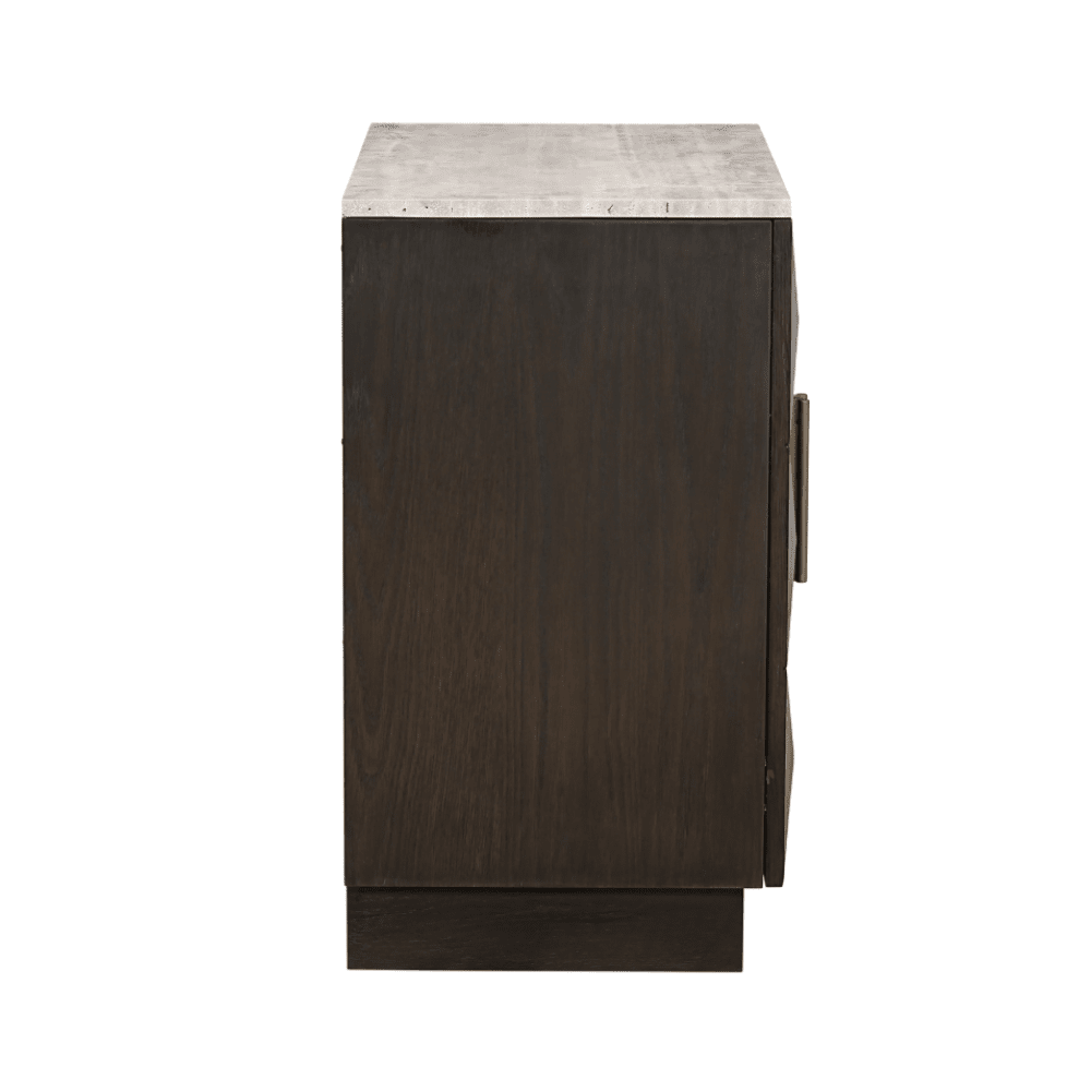 Norah Deep Brown 2 Door Sideboard with Travertine Top