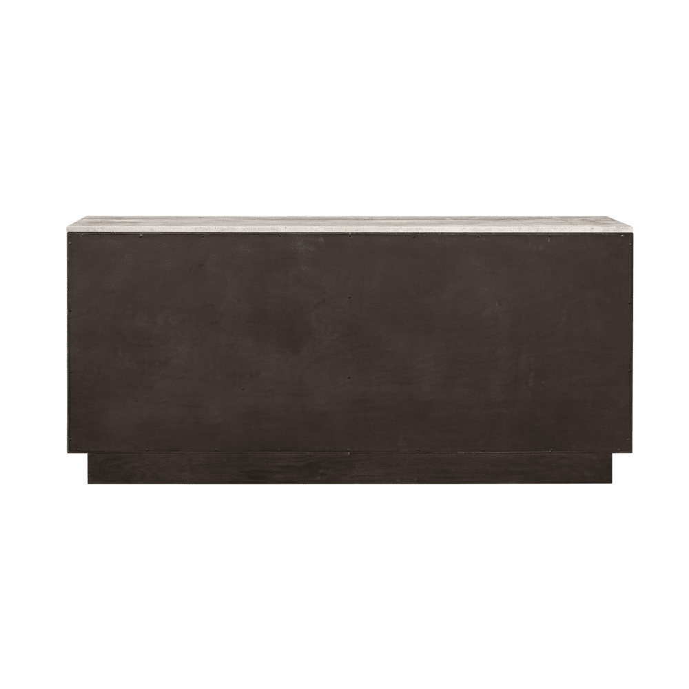 Norah Deep Brown 4 Door Sideboard with Travertine Top
