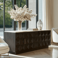 Norah Deep Brown 4 Door Sideboard with Travertine Top