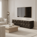 Norah Deep Brown 4 Door TV Unit with Travertine Top