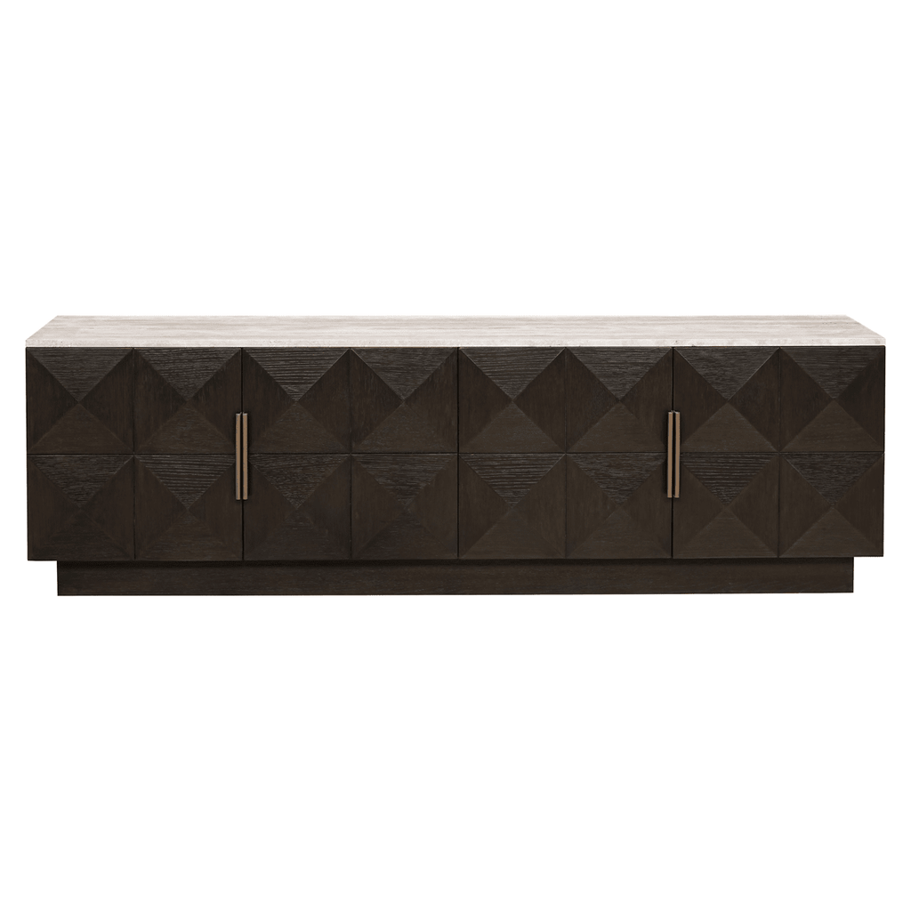 Norah Deep Brown 4 Door TV Unit with Travertine Top
