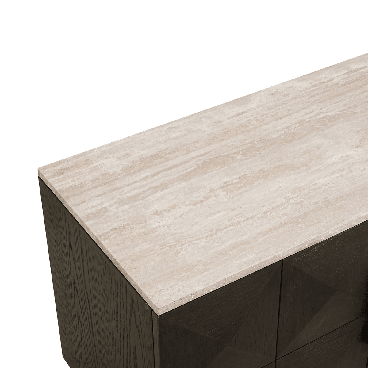 Norah Deep Brown 4 Door TV Unit with Travertine Top