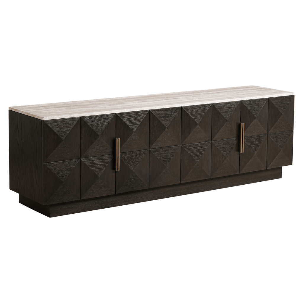 Norah Deep Brown 4 Door TV Unit with Travertine Top