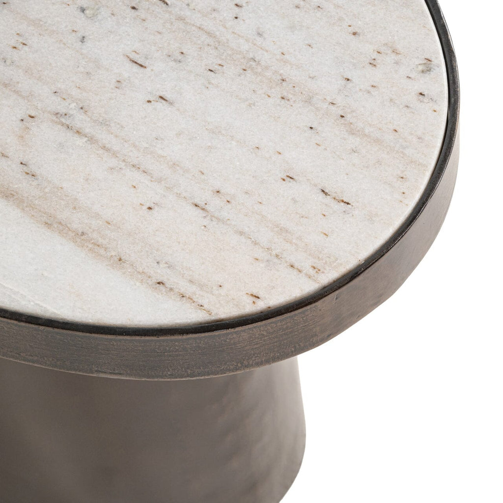 Ondine Bronze Oval Side Table with Marble Top