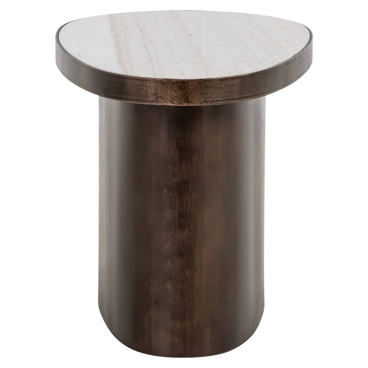 Ondine Bronze Oval Side Table with Marble Top