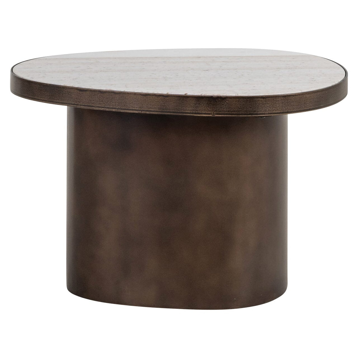 Ondine Bronze Oval Side Table with Marble Top