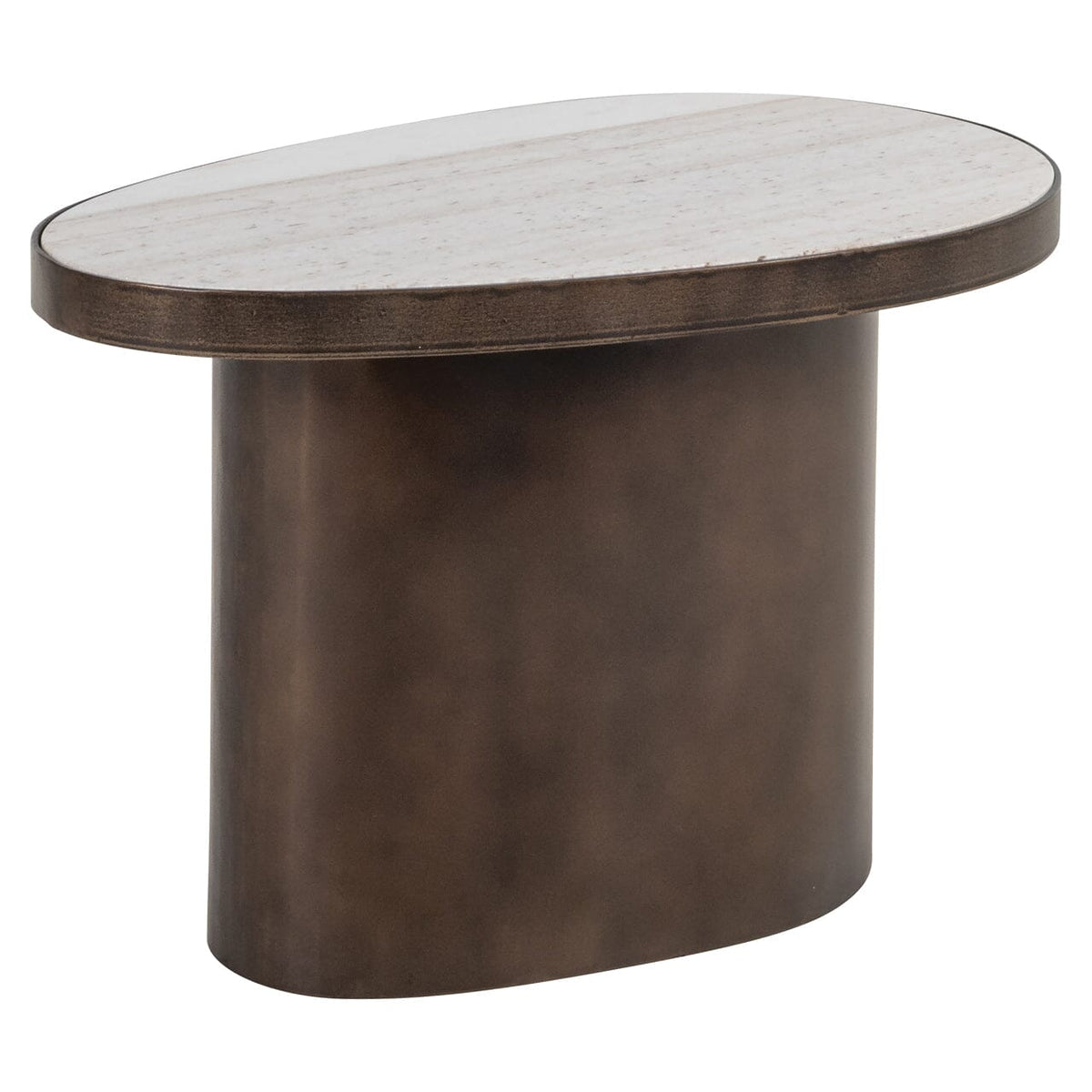 Ondine Bronze Oval Side Table with Marble Top