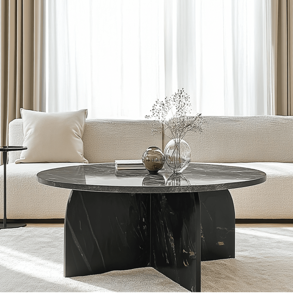 Osaka Black Marble Round Coffee Table