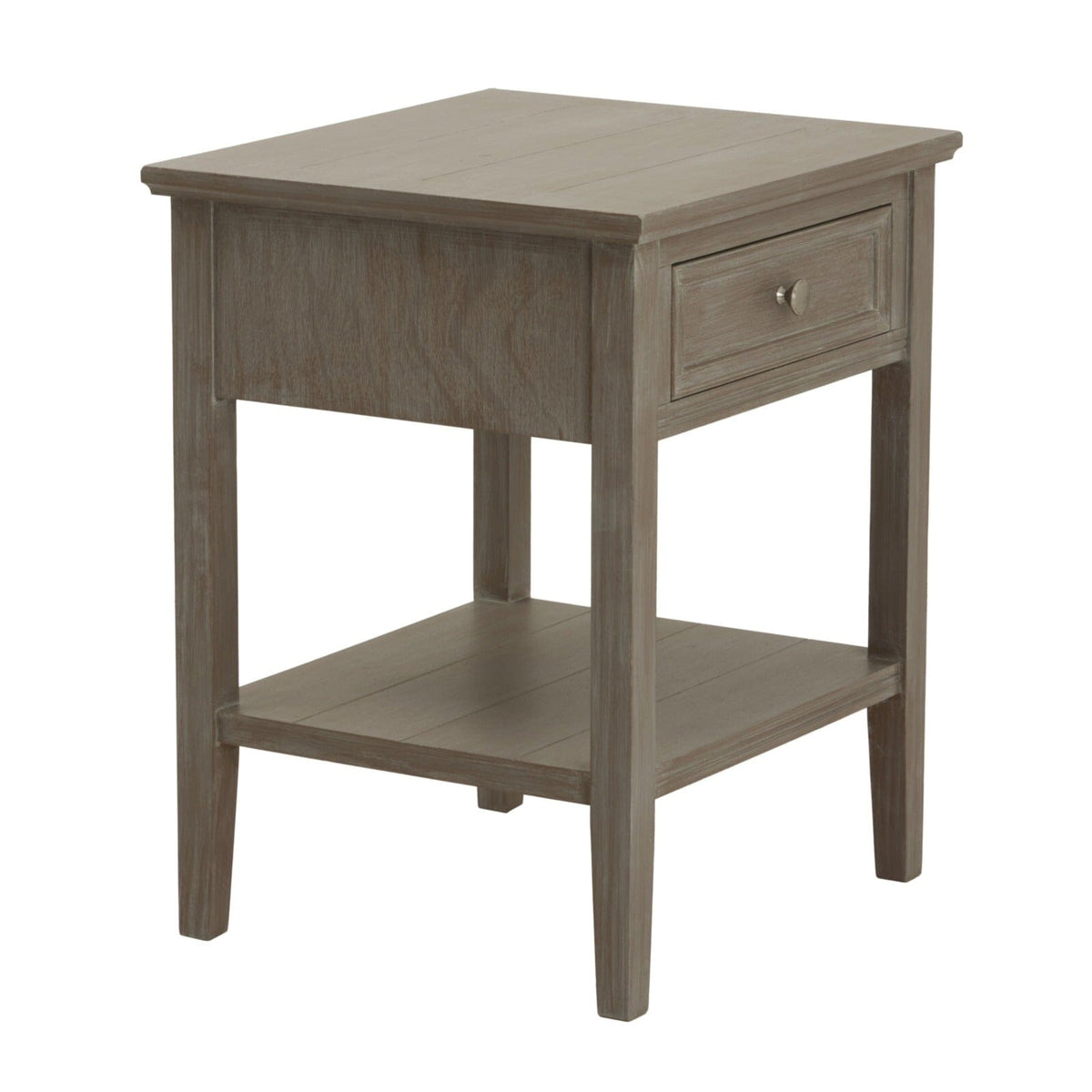 Palma Grey Washed Wood 1 Drawer Side Table