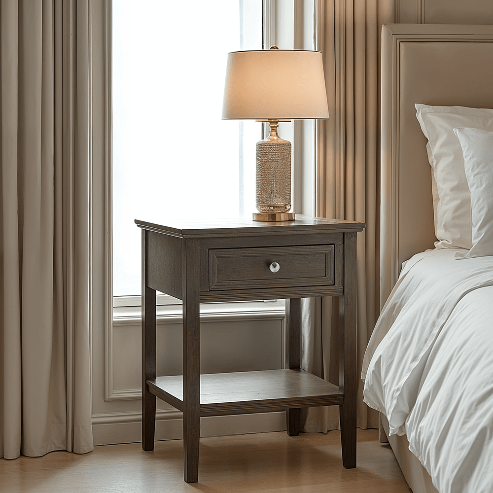 Palma Grey Washed Wood 1 Drawer Side Table