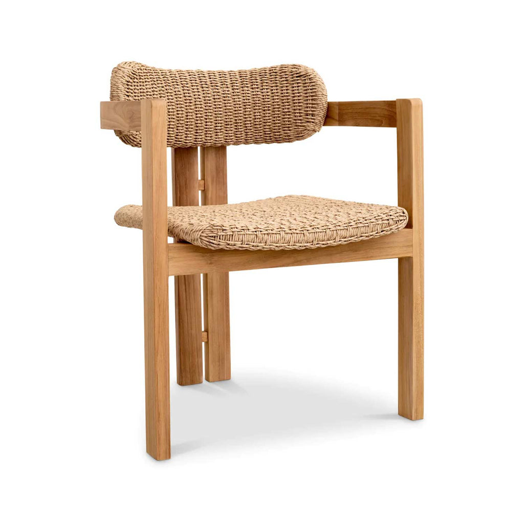 Pamplona Teak Outdoor Dining Chair with Seat and Back Weaving