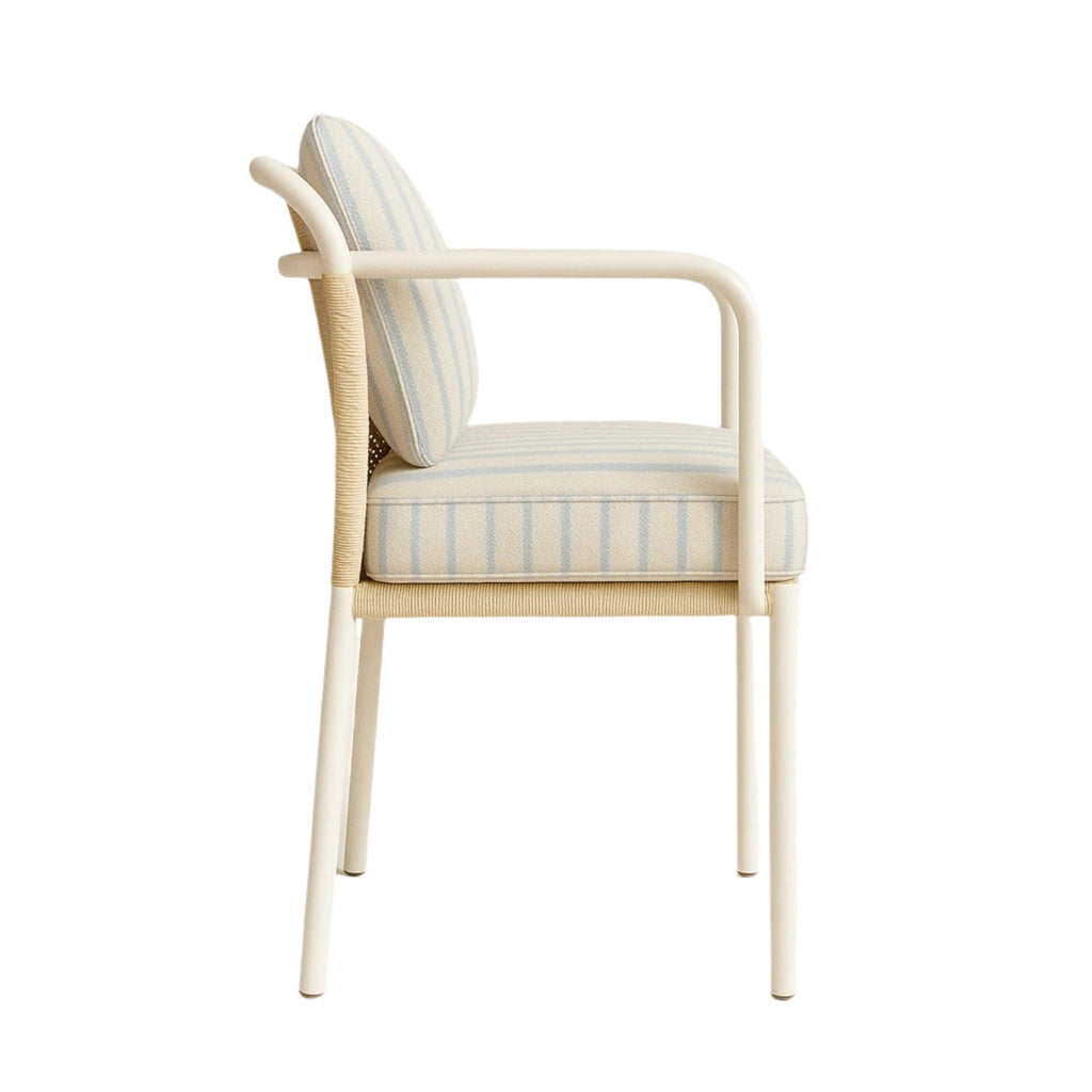Patio Set Dining Chair with White Upholstery