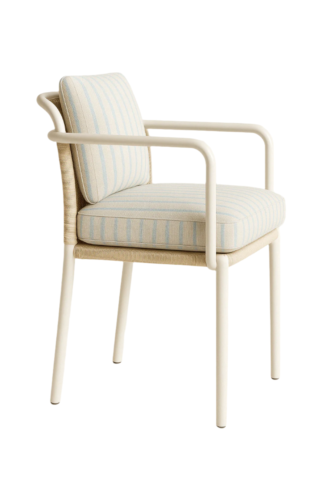 Patio Set Dining Chair with White Upholstery