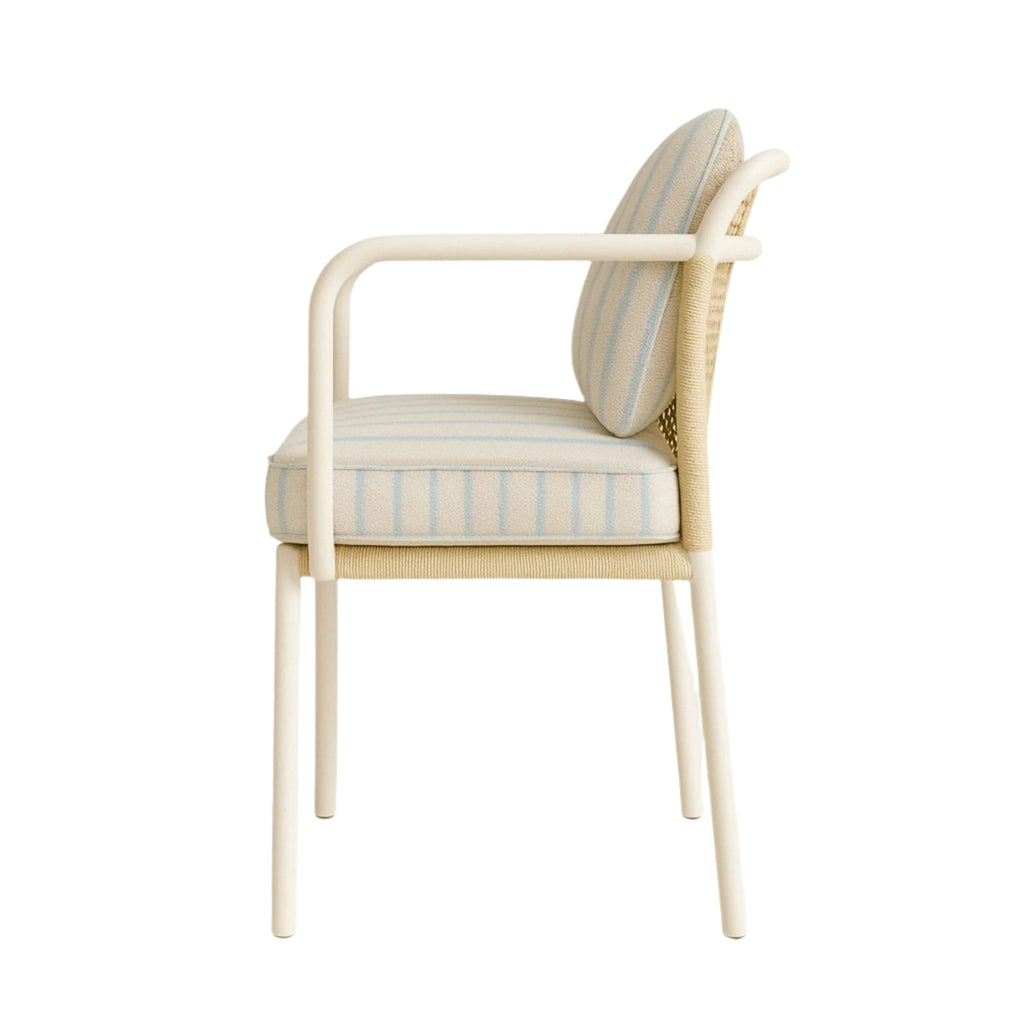 Patio Set Dining Chair with White Upholstery