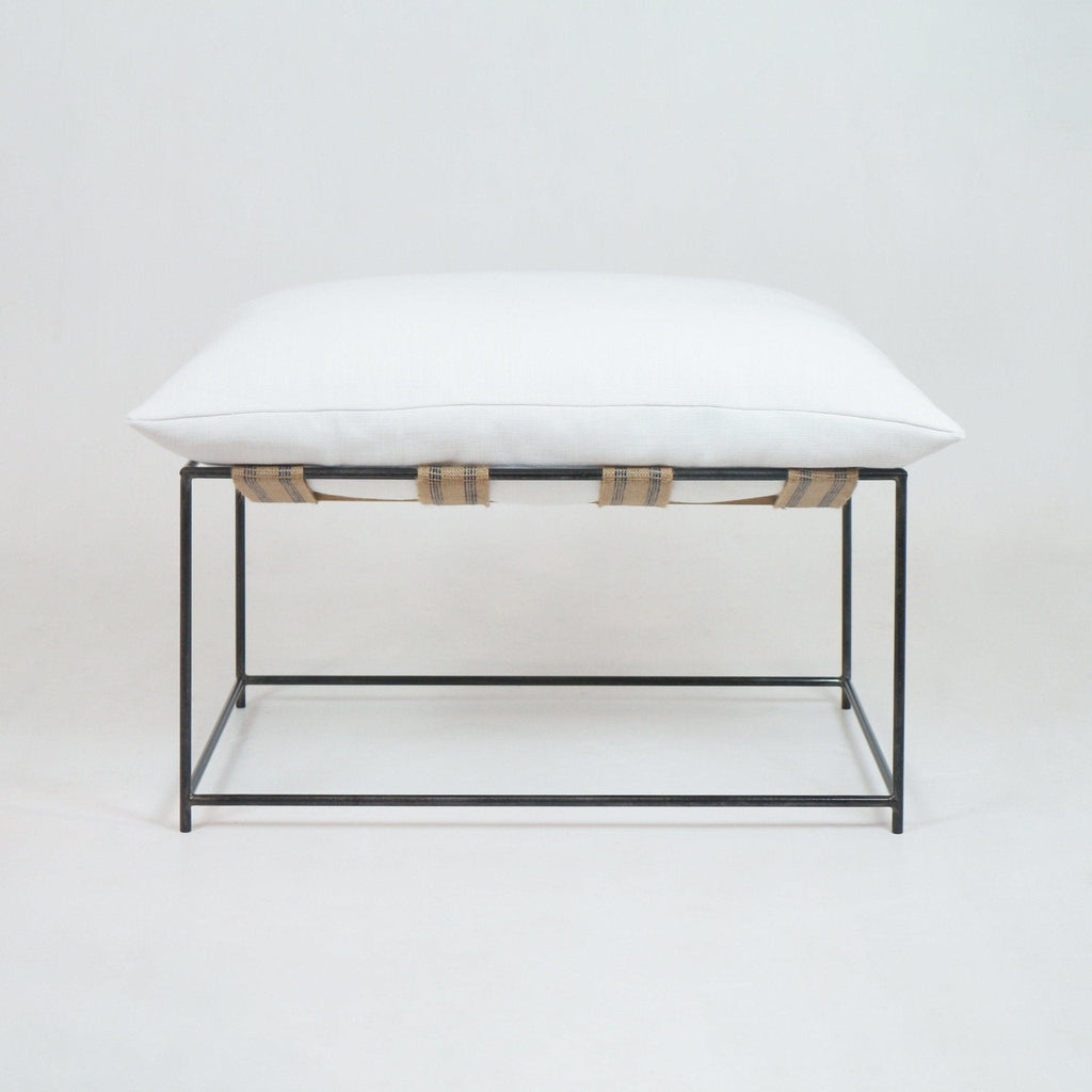 Pavilion Outdoor Ottoman in White Linen