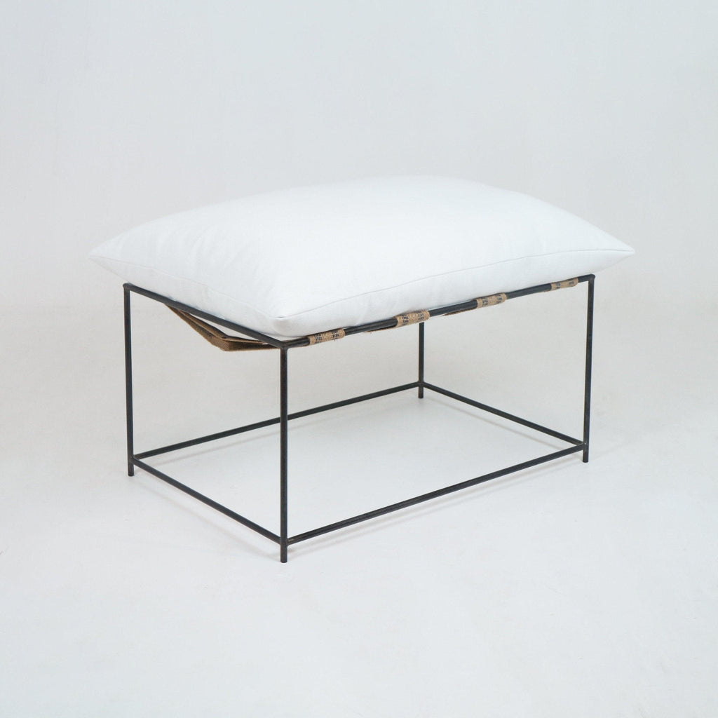 Pavilion Outdoor Ottoman in White Linen