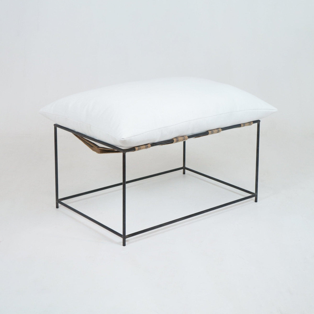 Pavilion Outdoor Ottoman in White Linen