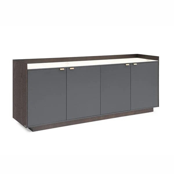 Cyra Luxury Dark Grey Oak 4 Door Sideboard with Marble Top