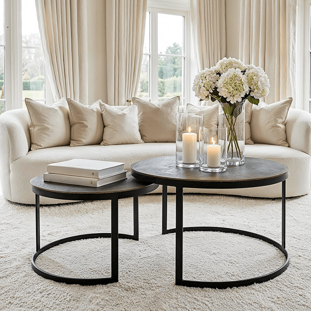 Pemberley Black & Antique Bronze Nested Coffee Tables