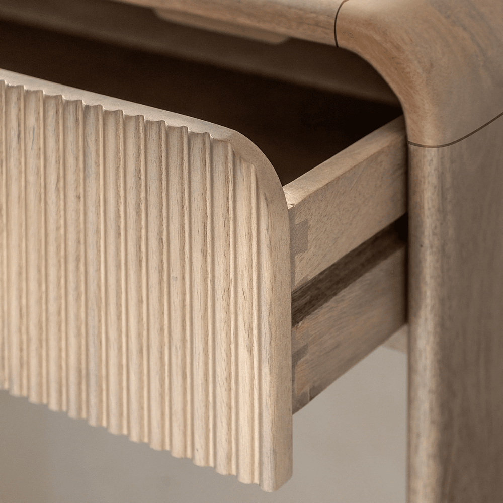 Penelope Luxury Ribbed Wooden 2 Drawer Console Table