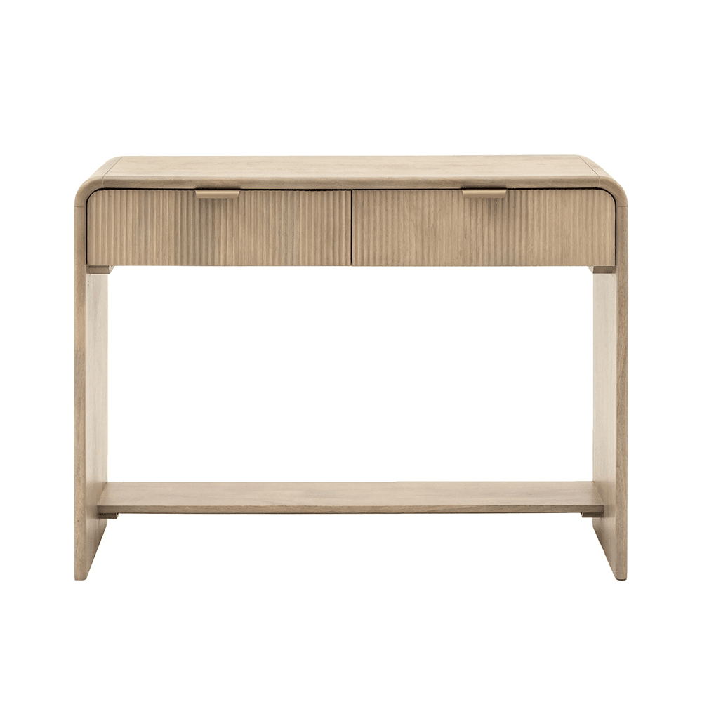 Penelope Luxury Ribbed Wooden 2 Drawer Console Table