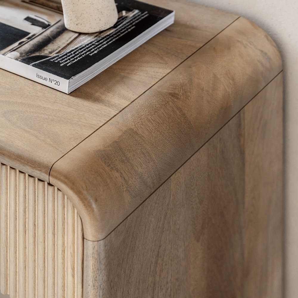 Penelope Luxury Ribbed Wooden 2 Drawer Console Table