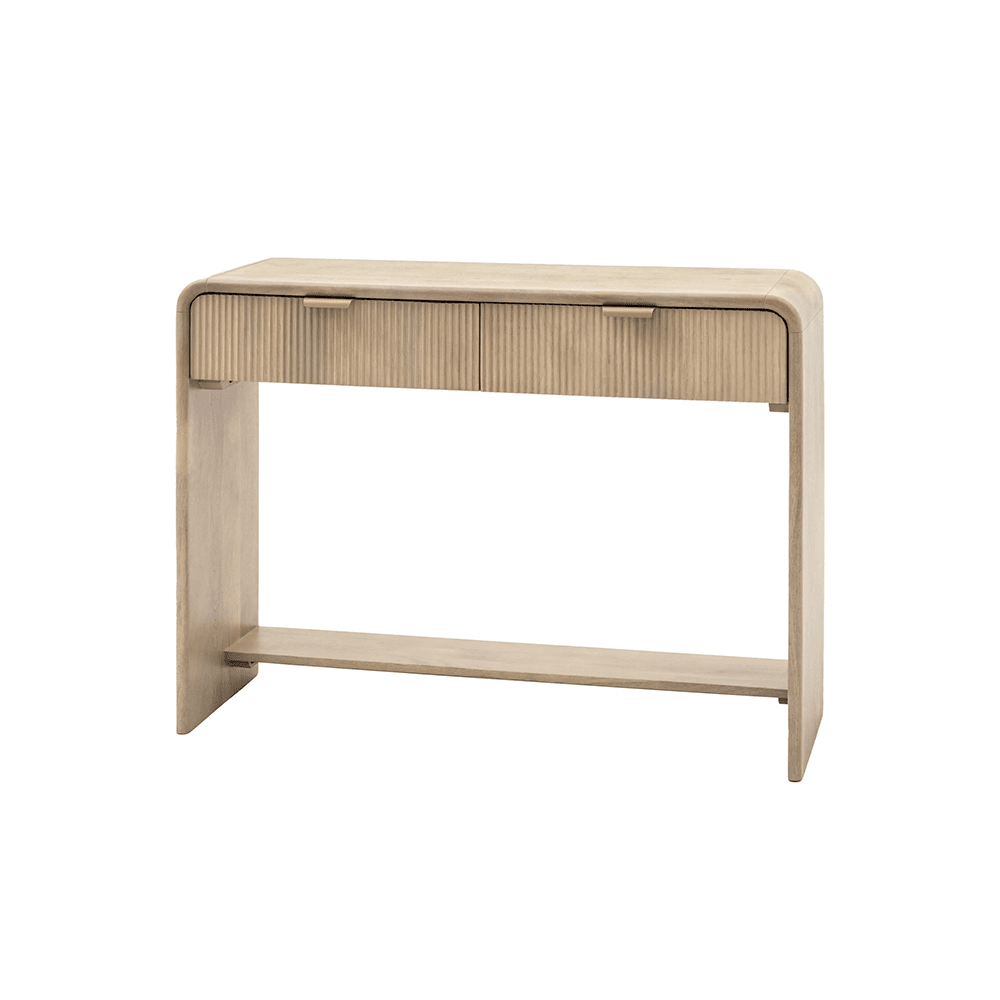 Penelope Luxury Ribbed Wooden 2 Drawer Console Table