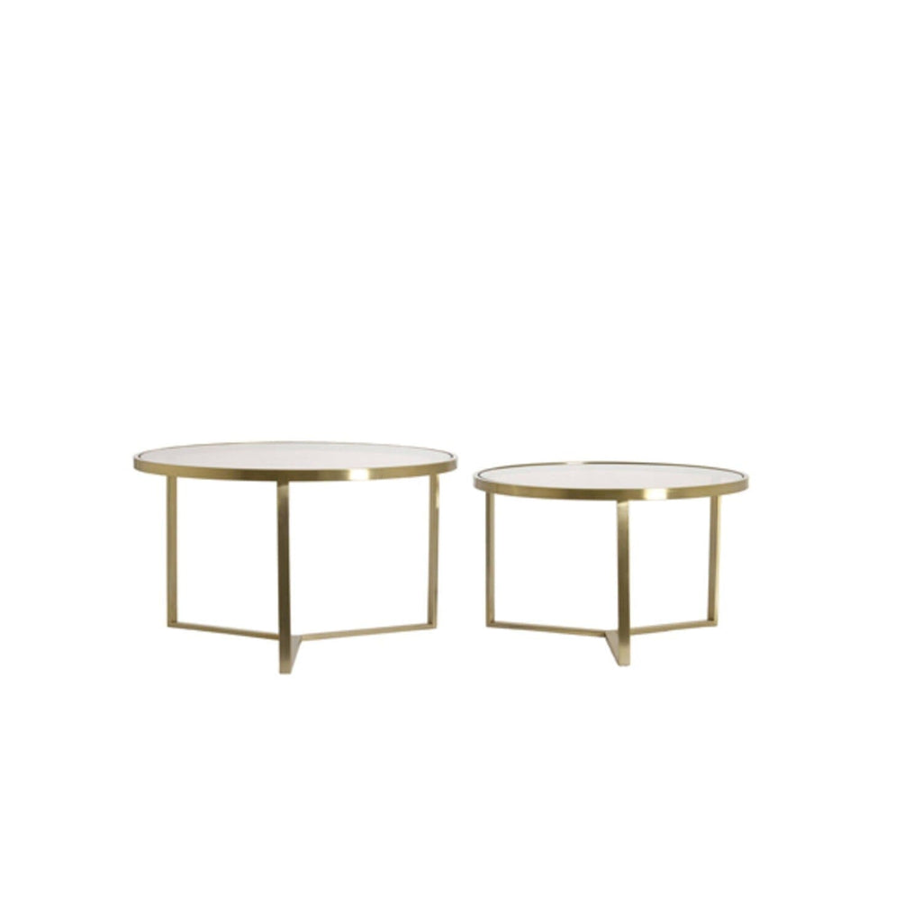 Praiano Light Gold & Glass Round Coffee Tables - Set of 2