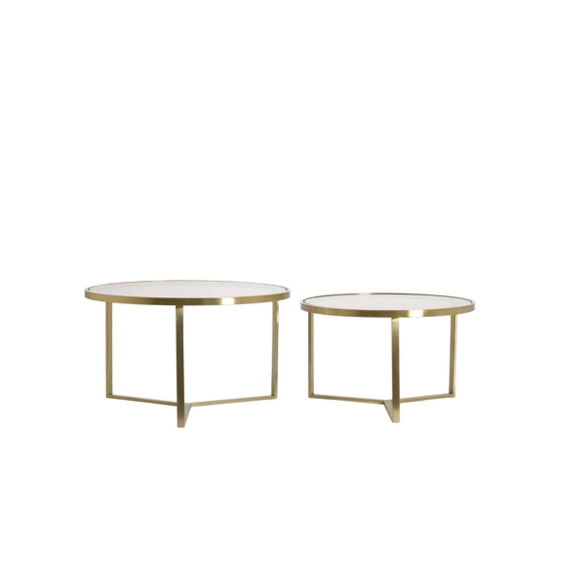 Praiano Light Gold & Glass Round Coffee Tables - Set of 2