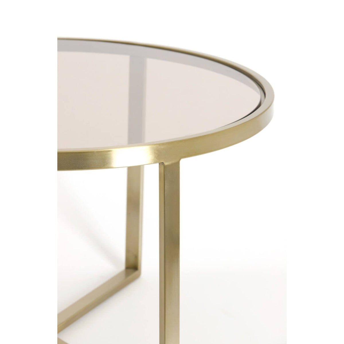 Praiano Light Gold & Glass Round Coffee Tables - Set of 2