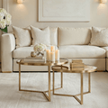 Praiano Light Gold & Glass Round Coffee Tables - Set of 2