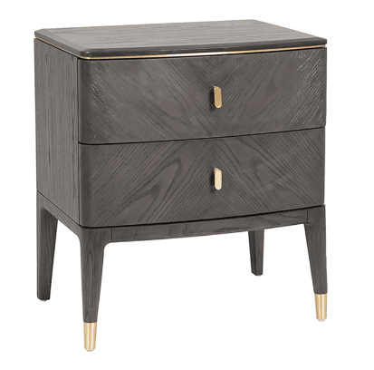 Putney Grey & Gold 2 Drawer Bedside Table