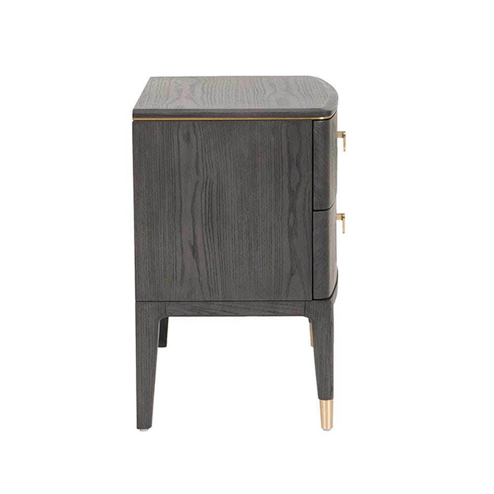 Putney Grey & Gold 2 Drawer Bedside Table