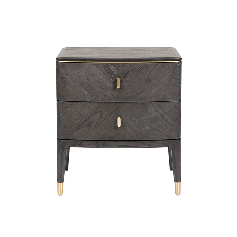 Putney Grey & Gold 2 Drawer Bedside Table