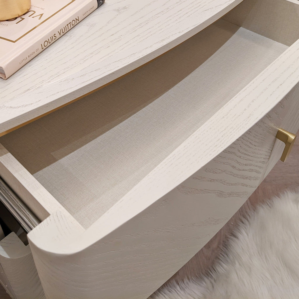 Putney Ivory & Gold 2 Drawer Bedside Table