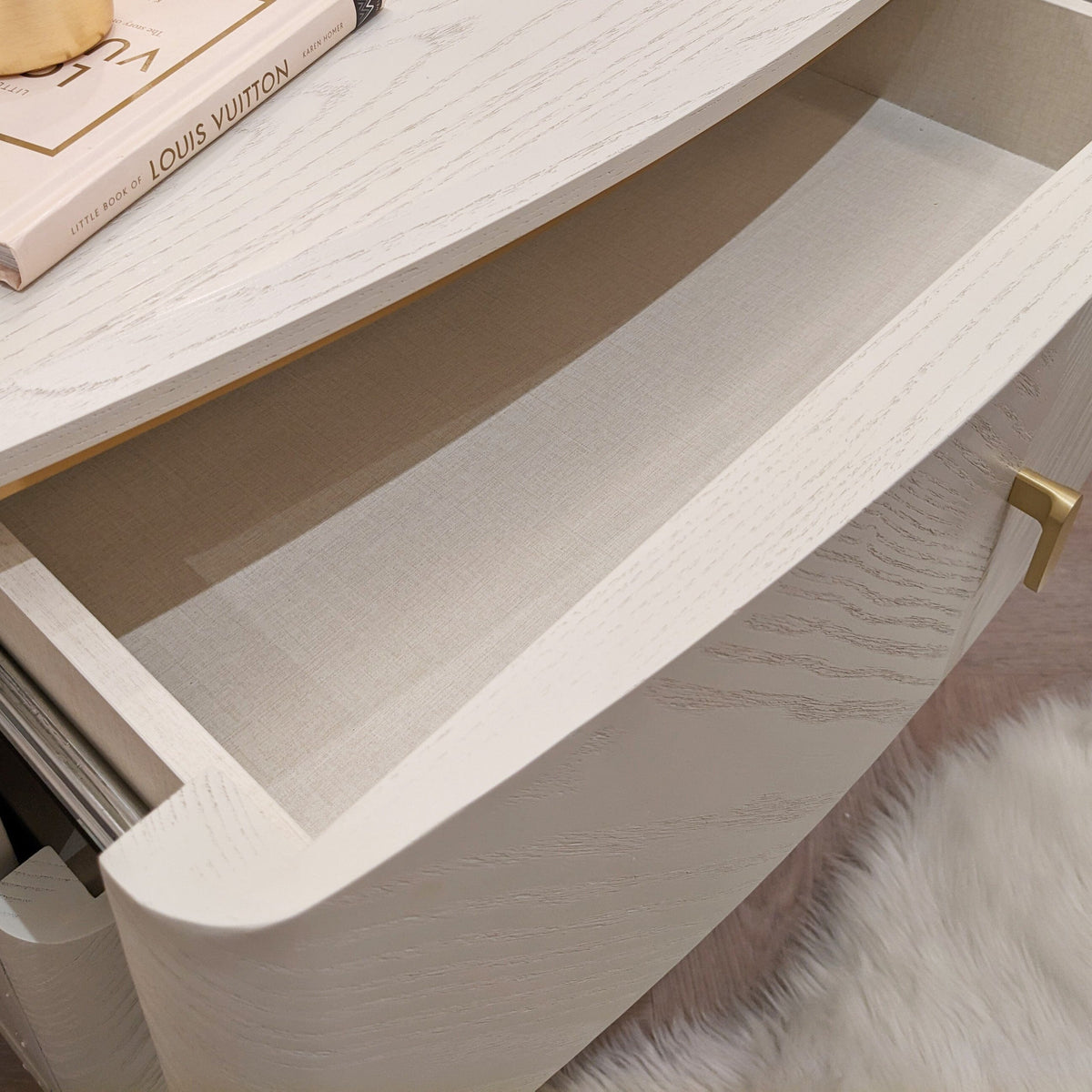 Putney Ivory & Gold 2 Drawer Bedside Table