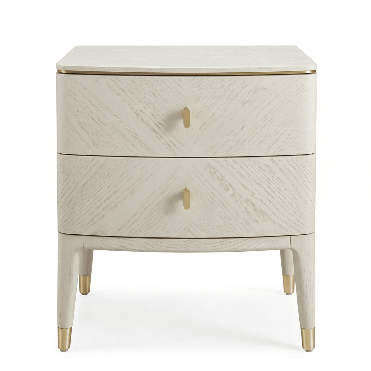 Putney Ivory & Gold 2 Drawer Bedside Table