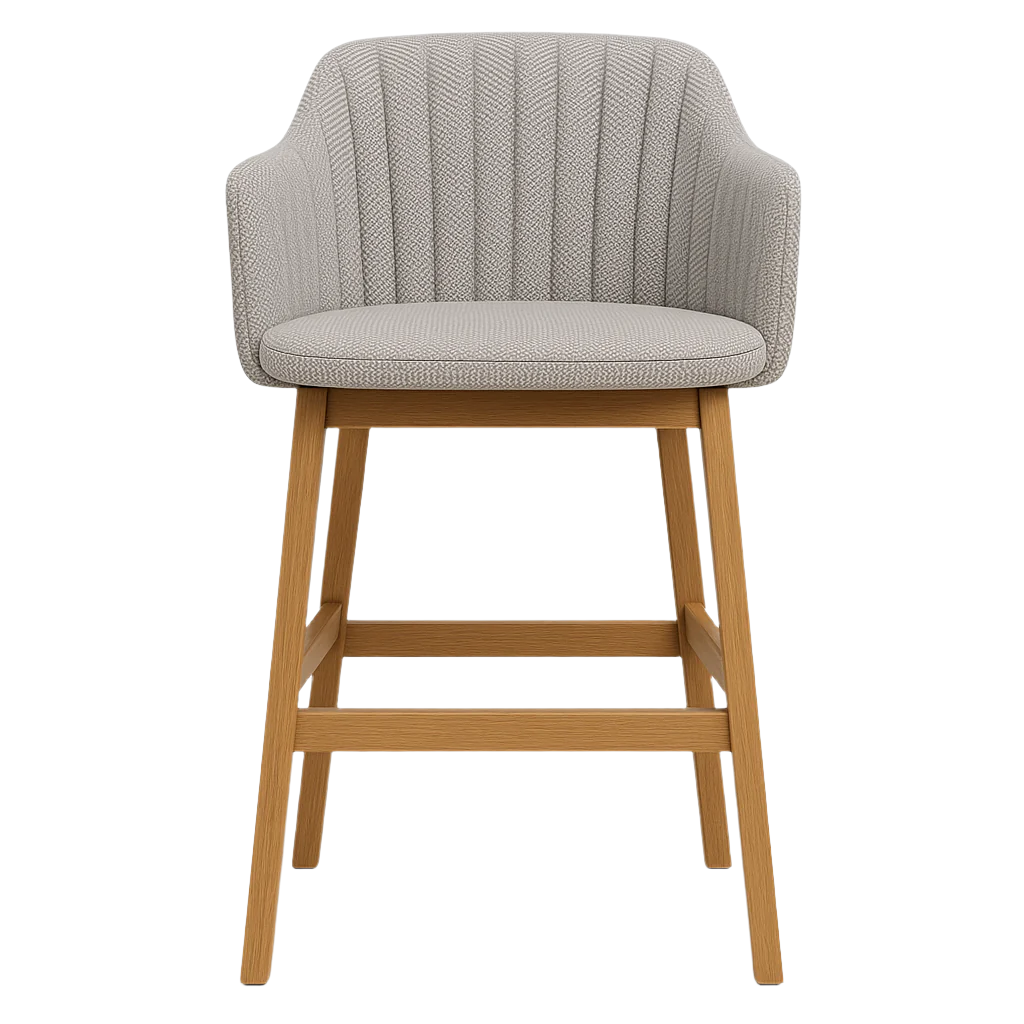 Remy Outdoor and Bar Four Legs Teak Base with Upholstery Cover Set