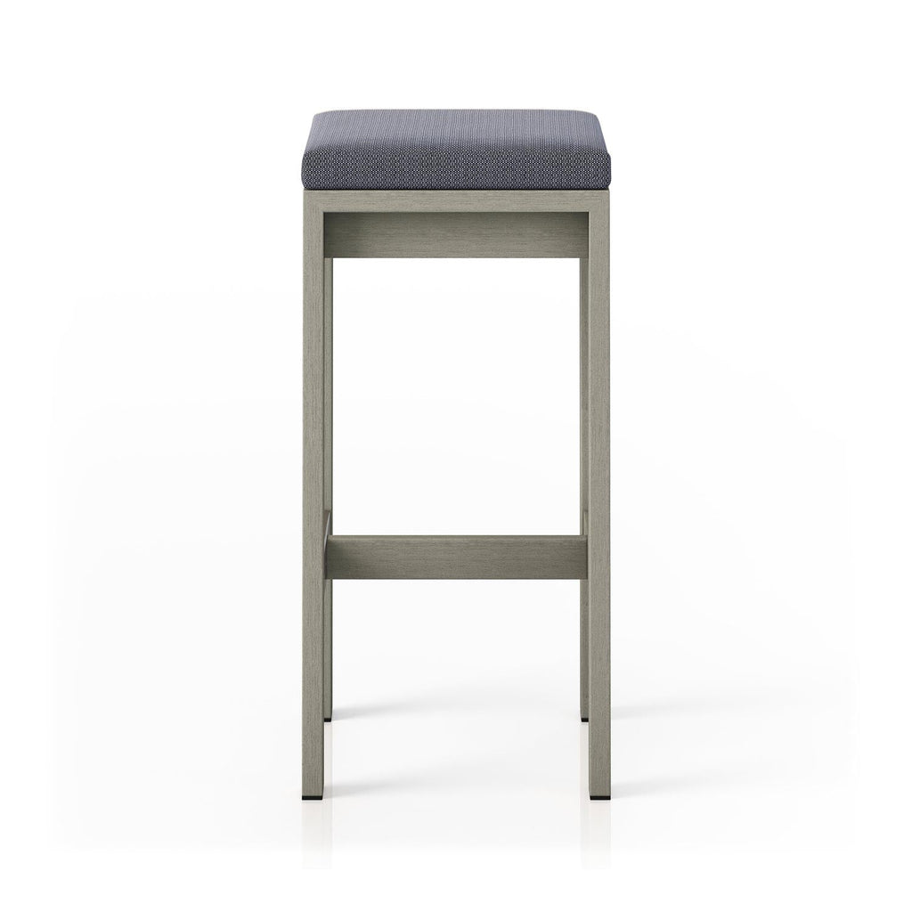Rene Upholstered Backless Teak Outdoor Bar Stool