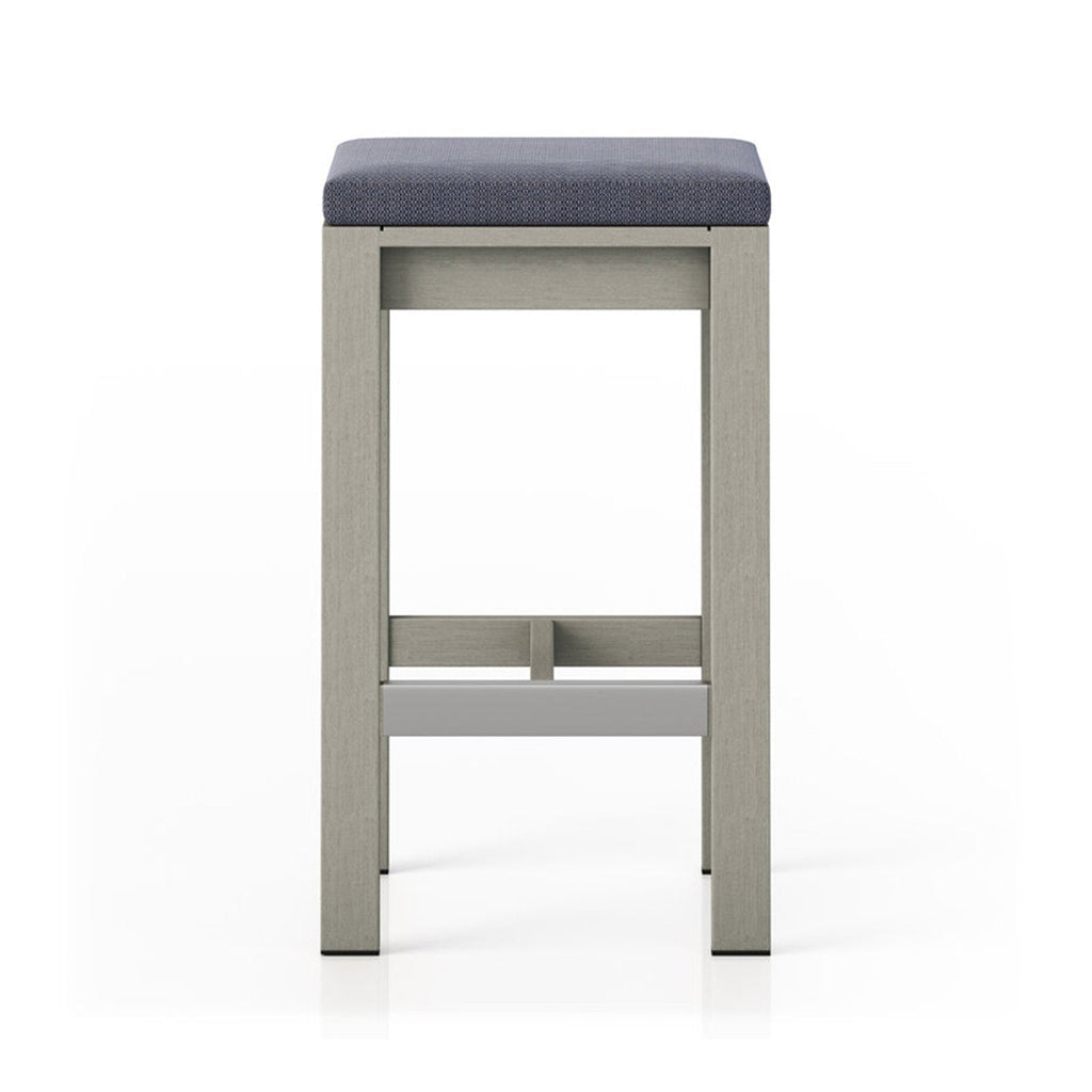 Rene Upholstered Backless Teak Outdoor Bar Stool