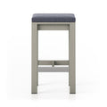 Rene Upholstered Backless Teak Outdoor Bar Stool