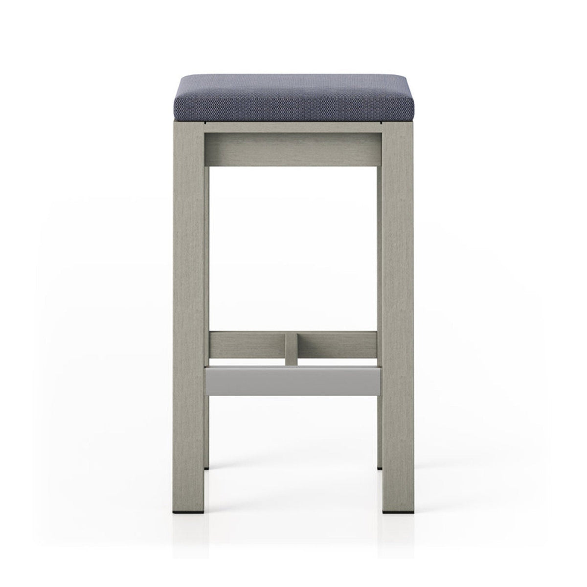 Rene Upholstered Backless Teak Outdoor Bar Stool